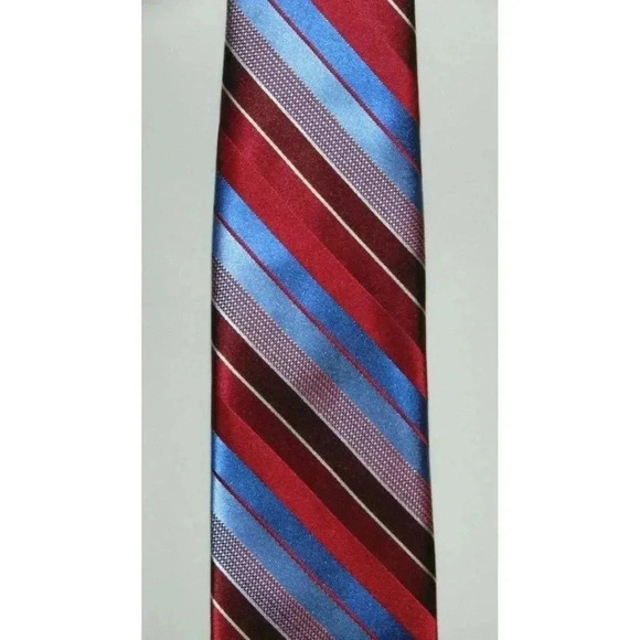 MICHAEL Michael Kors Men's Necktie Serrano Stripe Red Blue MSRP $59.50 - Picture 2 of 4